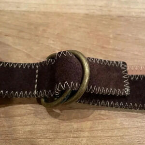 NWT Suede Leather Brown Brass Ring kids L/XL age 2-5 Unisex Gap Belt